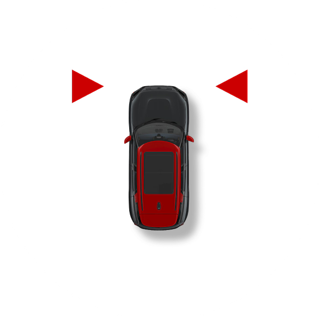 An icon showing red triangles warning the MINI to stay in its lane.