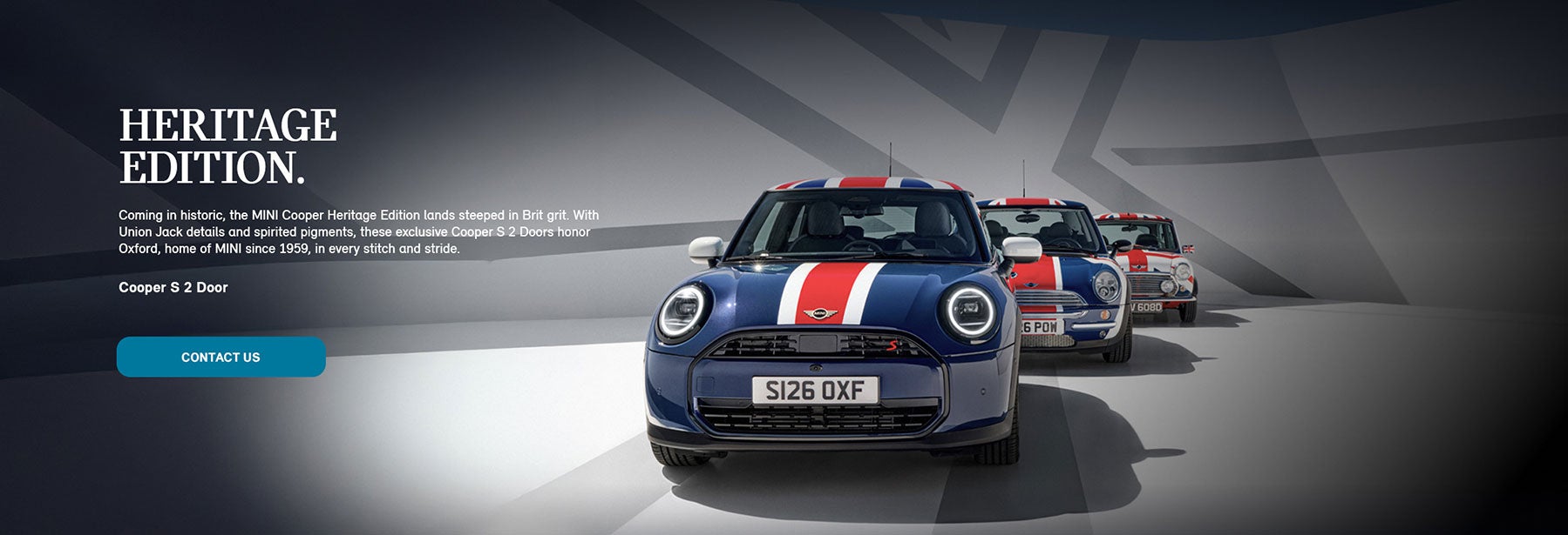Lineup of MINI Cooper Heritage Edition vehicles.