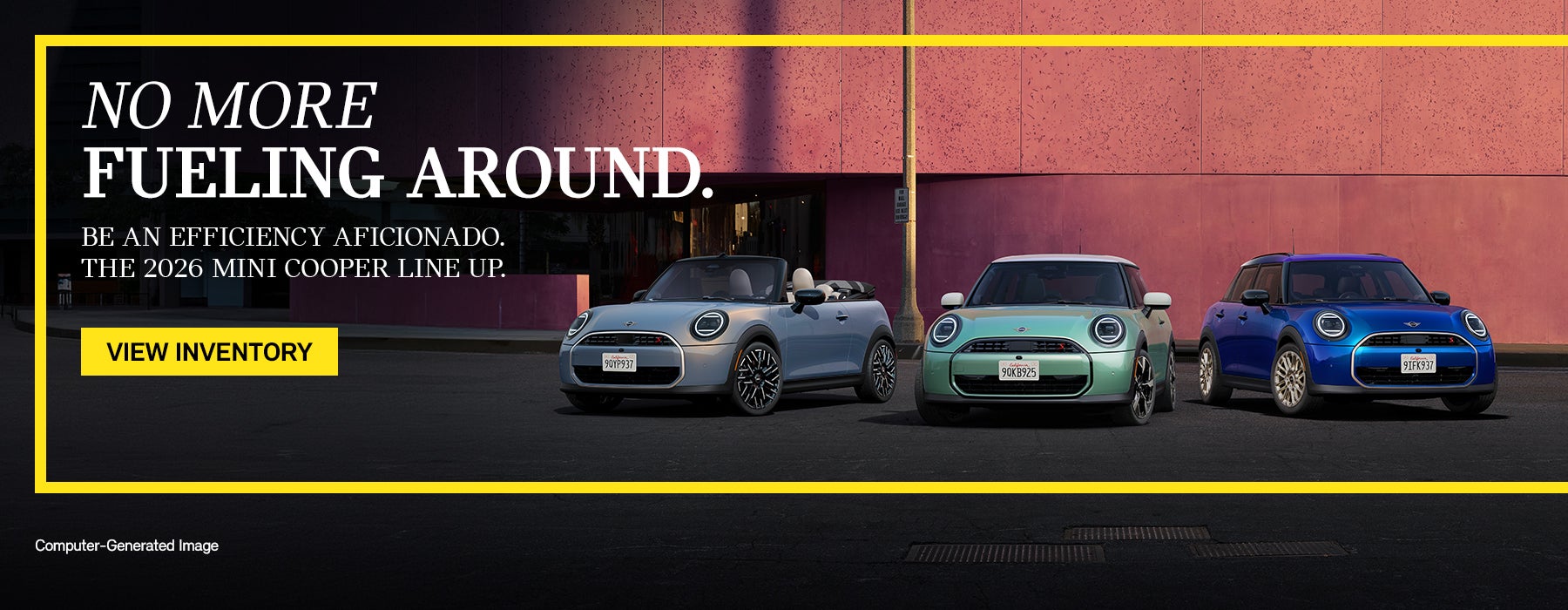 MINI fleet in front of pink wall